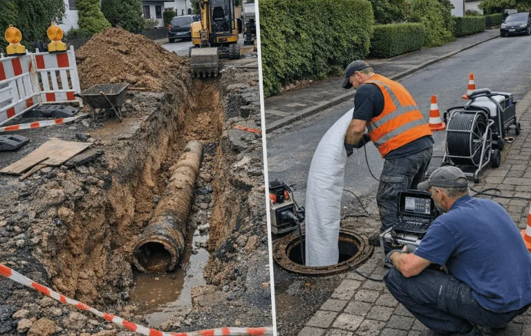 Vorbereitung zur grabenlosen Kanalsanierung